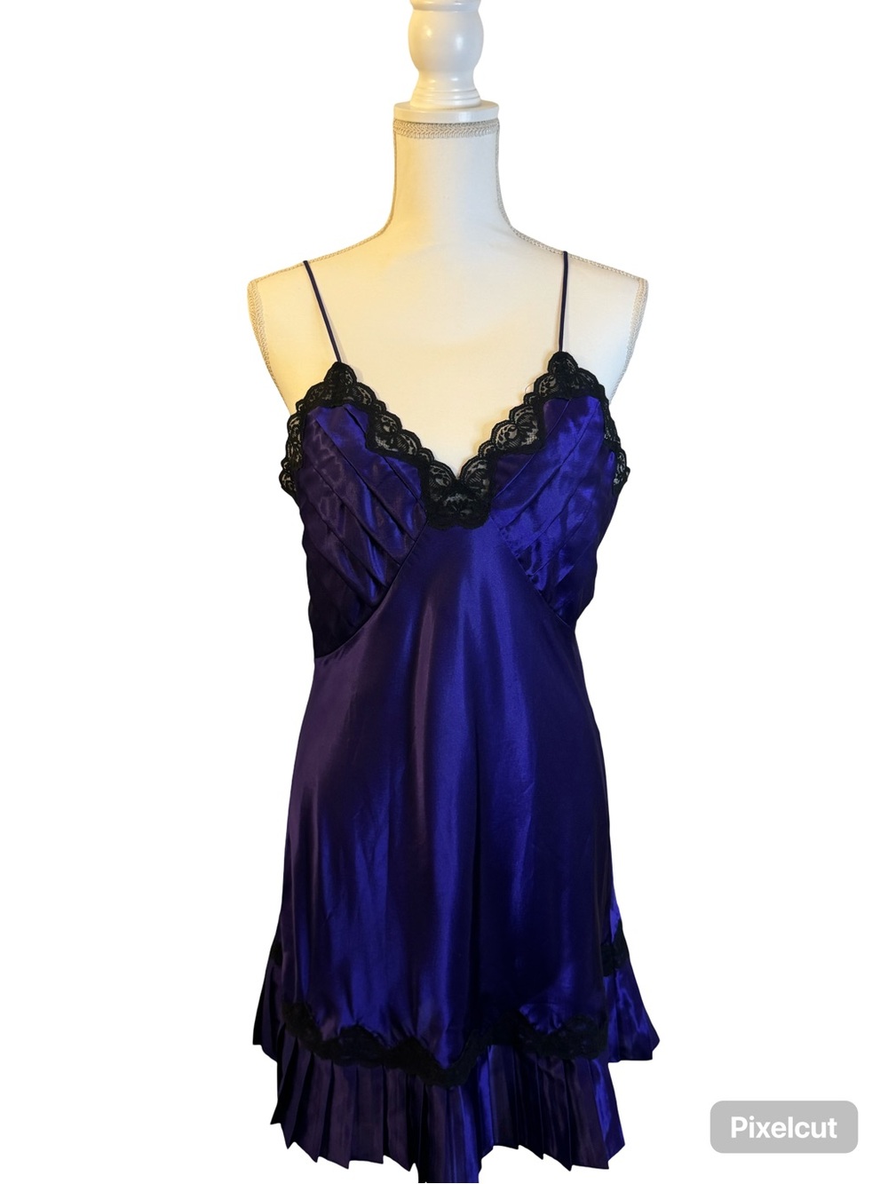 Victoria's Secret Purple Chemise with Black Lace Trim
